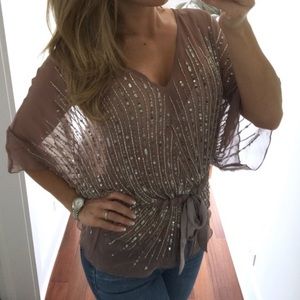 Parker Silk Beaded Sequin Top